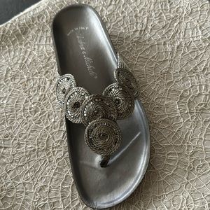 ANDREA E MICHELE Italian made cork heel bling silver